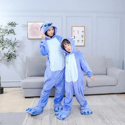 Kids Adult Stitch Cosplay Costumes Jumpsuit Kigurumi Pajamas Stitch Cute Child Hooded Sleepwear Halloween Boys Girls Clothes