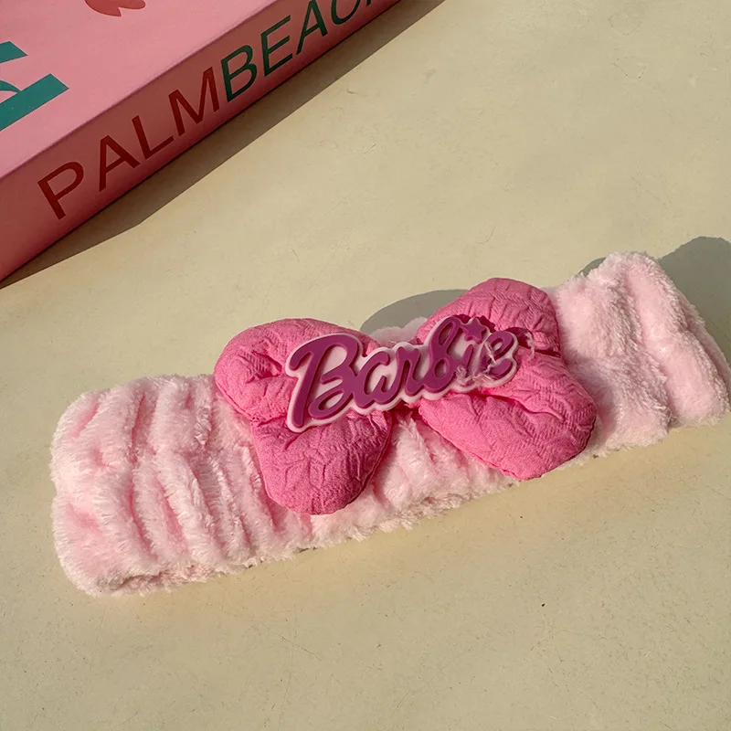 New Miniso Barbie Hair Bands 2024 Headbands Wash Headwear Kawaii Cartoon Wash Face Makeup Hair Bands Girl Hair Accessory