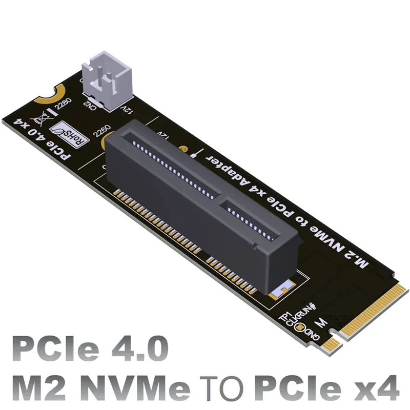 Professional M2 Nvme Key-M To PCI-E 4.0 X4 Riser Card Adapter Board Converter Card With SATA Power Cord For M.2 M Key 2260 2280