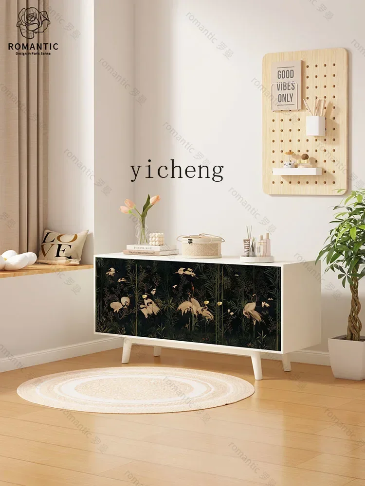 ZZ Solid Wood Dining Side Home Tea Cabinet Wall  Cabinet Restaurant Bowl Storage Cabinet Installation-Free Living Room Storage