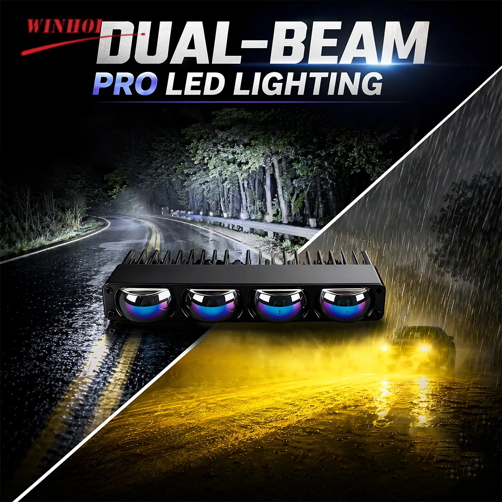 

Car Grill Led Bar 12-24V Universal Led Light Bar White Amber Driving Fog Lights 4x4 Offroad Spotlights for Auto SUV Motorcycle