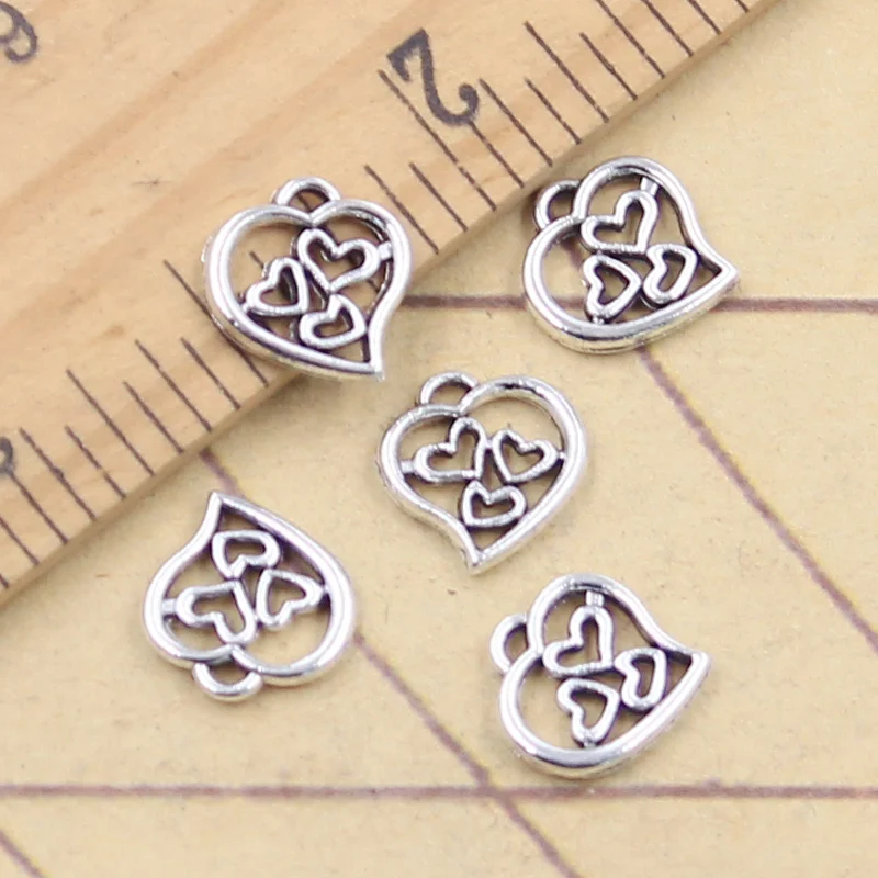 30pcs Charms Lovely Hollow Mini Heart 9x9mm Tibetan Silver Color Pendants DIY Antique Finding Making Handmade Jewelry
