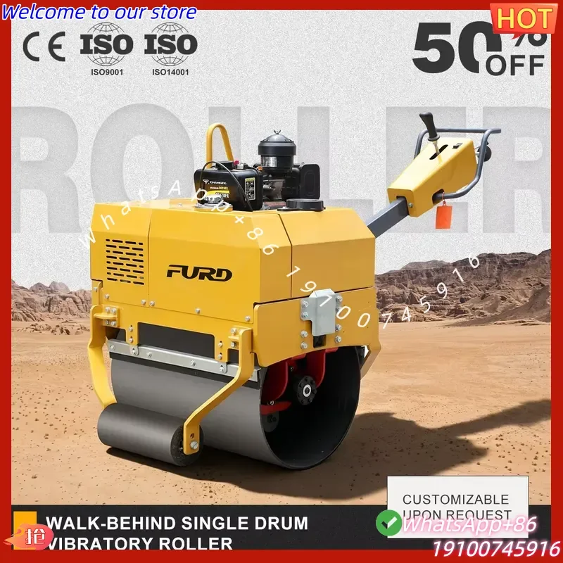 2026 0.5 Ton Single Drum Vibratory Roller Mini Road Roller Asphalt Rollers Engine Pump Motor Hydraulic Pump