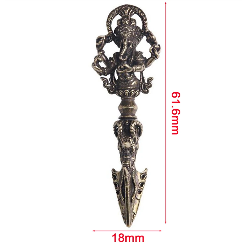 1PC Brass Elephant God of Wealth Vajry Pestle Pendant for Lucky Car Keychain Key Ring Bag Car Key Holder Party Gift