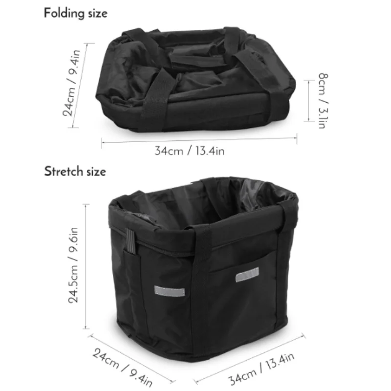 Bicycle Front Basket Bike Small Pet Dog Carry Pouch 2in1 Detachable MTB Cycling Handlebar Tube Hanging Fold Baggage Bag 5KG Load