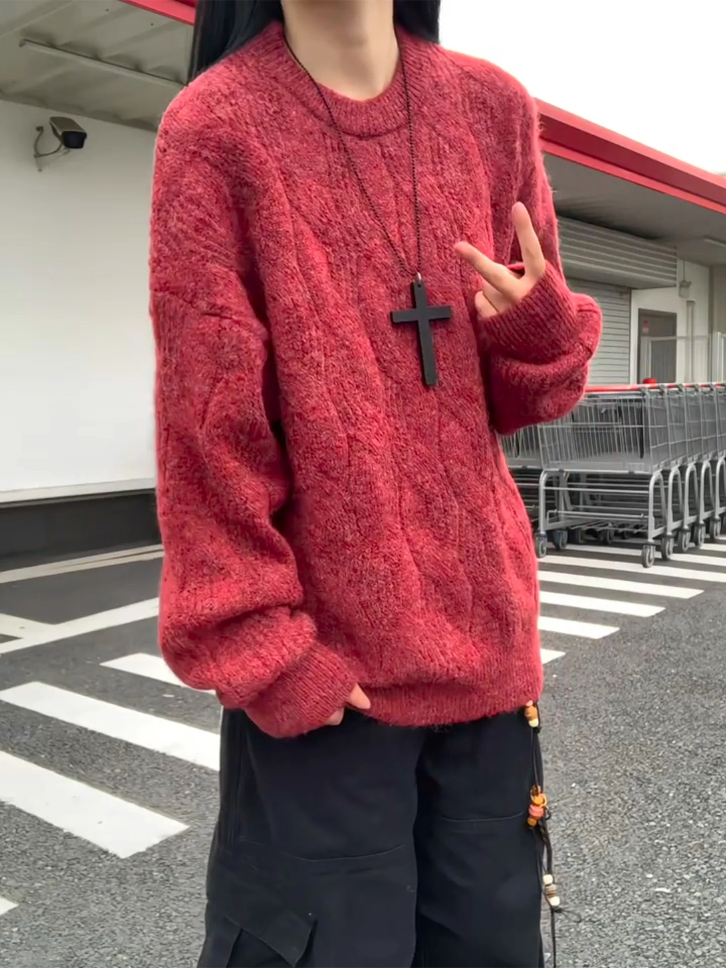 

Мужской утепленный вязаный свитер с круглым вырезом, крупной вязкой, свободного кроя, осенне-зимний, модный, повседневный стиль, мягкий, комфортный, хлопковый