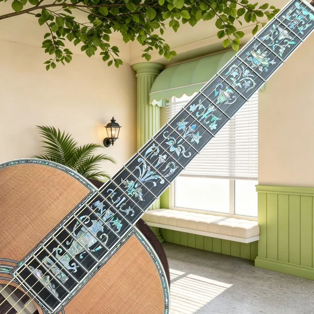 00045 All Solid Cedar Acoustic Guitar Cedar Solid Top Rosewood Back Sides Flower Abalone Inlay Abalone Binding Fingerstyle