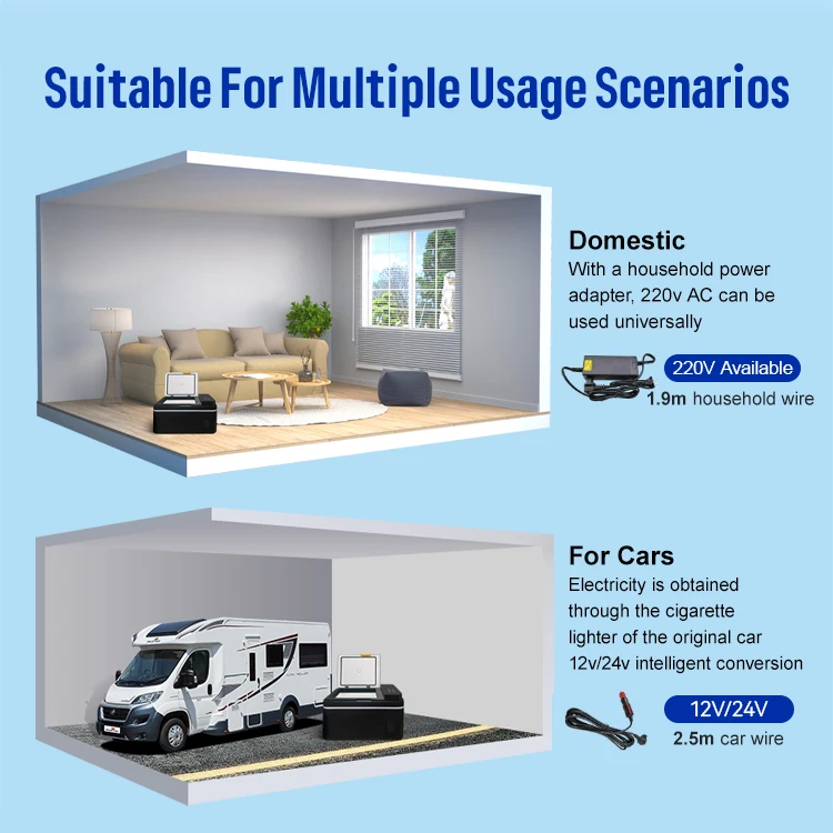 Universal 12V 24V 220V Electric Camper Fridge Outdoor Camping Car Cooler & Freezer with Compressor 20L 25L 30L Ice Maker Boxes