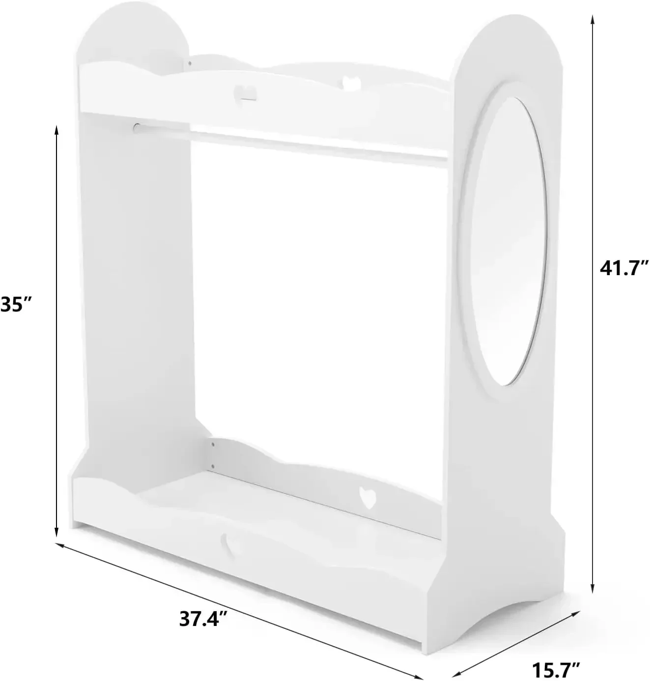 Kids Armoire Dress-Up Storage w/Mirror,Dress up Closet,Dress up Wardrobe,Open Hanging Costume Armoire Closet w/Side Pockets, Hoo