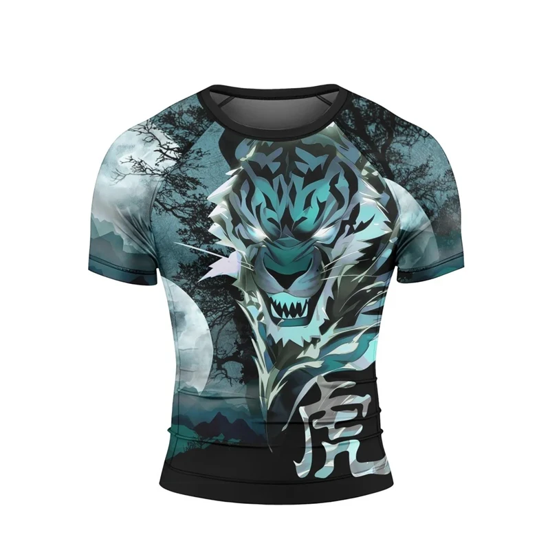 3D Printed Recover Fully Workout T-Shirt New Daily Gym T-Shirt Animal Tiger Graphic Quick Dry Short Sleeves Muscle Man Tshirts