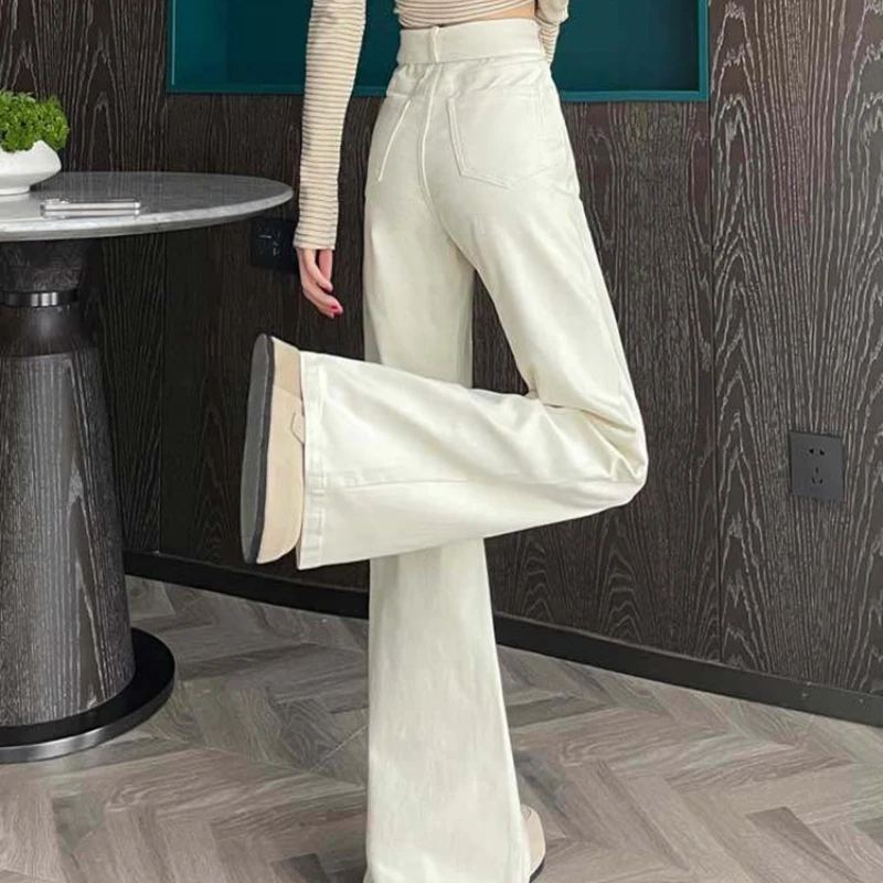 Cowboy wide leg pants women high waisted 2025 autumn and winter new loose fit and slightly flared hems floor length pants