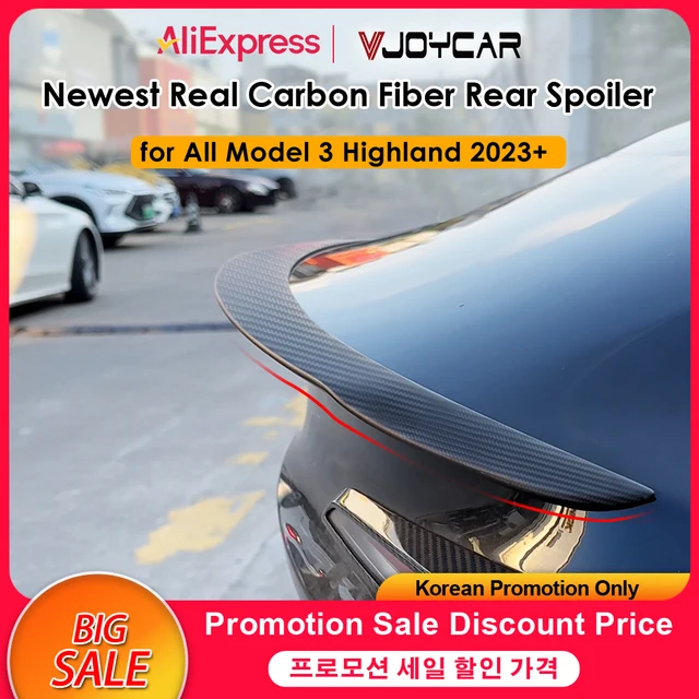 Nowa Wersja Performance Spoiler z Prawdziwego Włókna Węglowego do Tesli Model 3 Highland, Tylna Karbonowa Lotka na Klapę Bagażnika 2023 + Akcesoria Samochodowe