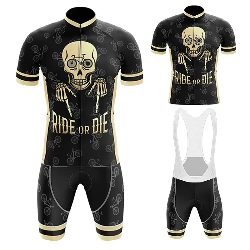 

Skull Pattern Cycling Jersey Set Summer Short Sleeve Cycling Clothing MTB Bike Uniform Maillot Ropa Ciclismo Mens Bicycle Wear