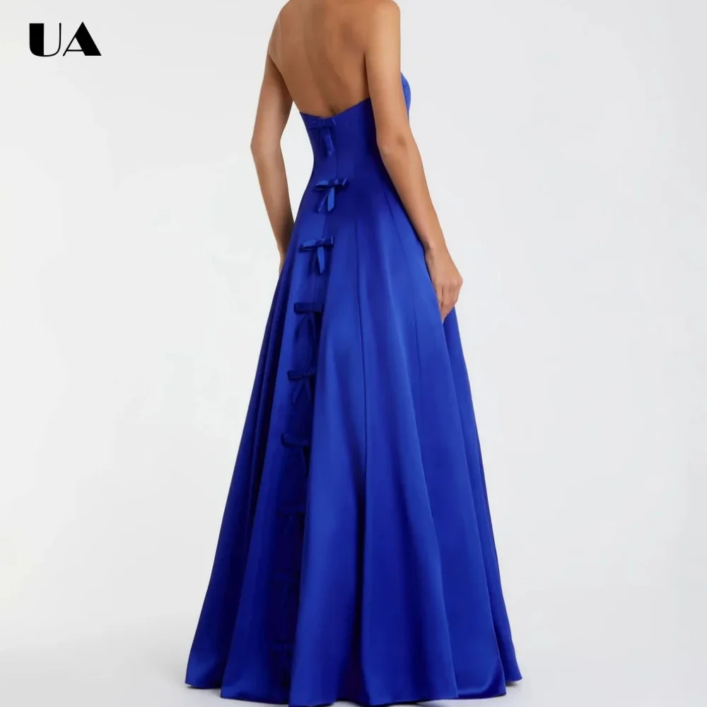 

ULBYANRY Customized Satin A-line Bows Prom Dress for Woman, Elegant Sweetheart Collar Evening Dress, Fashionable Solid Ball Gown