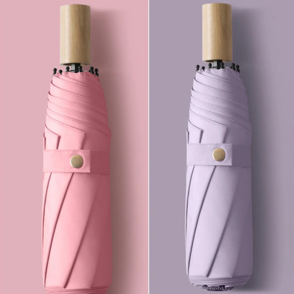 

1 pc 3 Section Folding Umbrella Portable Uv Protection Sun Rain Shelter Lightweight Compact Travel Shade Pink