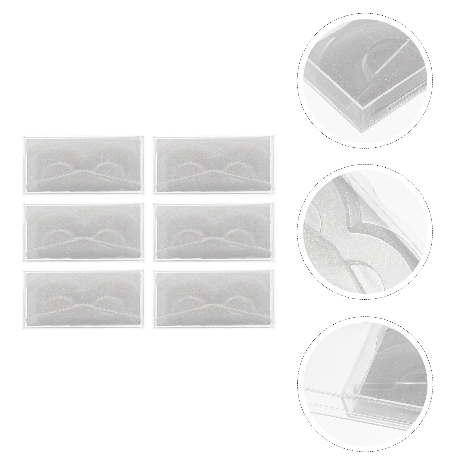 

6 Pcs Transparent Eyelash Box Plastic Case Fake Eyelashes False Organizer Empty Holder Tray