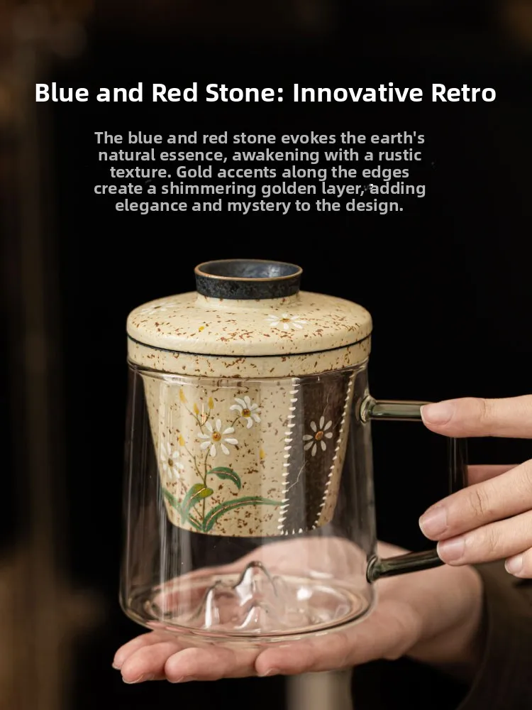 

Расписанная вручную керамическая чайная чашка с золотым декором, стеклянная чашка ShuangYu Qinghua Firestone Red, высококачественная фирменная чашка, офисная чашка с маленьким цветком ромашки