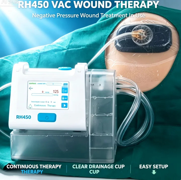 NPWT VAC Negative Pressure Wound Therapy Pump Complete Unit With Accessories Portable Medical Wound Treatment Care Device