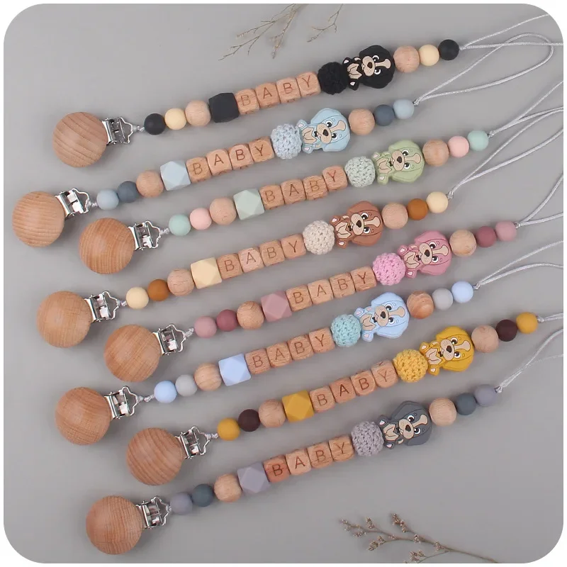 

Kissteether Baby Product Beech Pacifier Clip To Appease Baby Cartoon Animal Dog Silicone Pacifier Chain To Prevent The Chain Toy