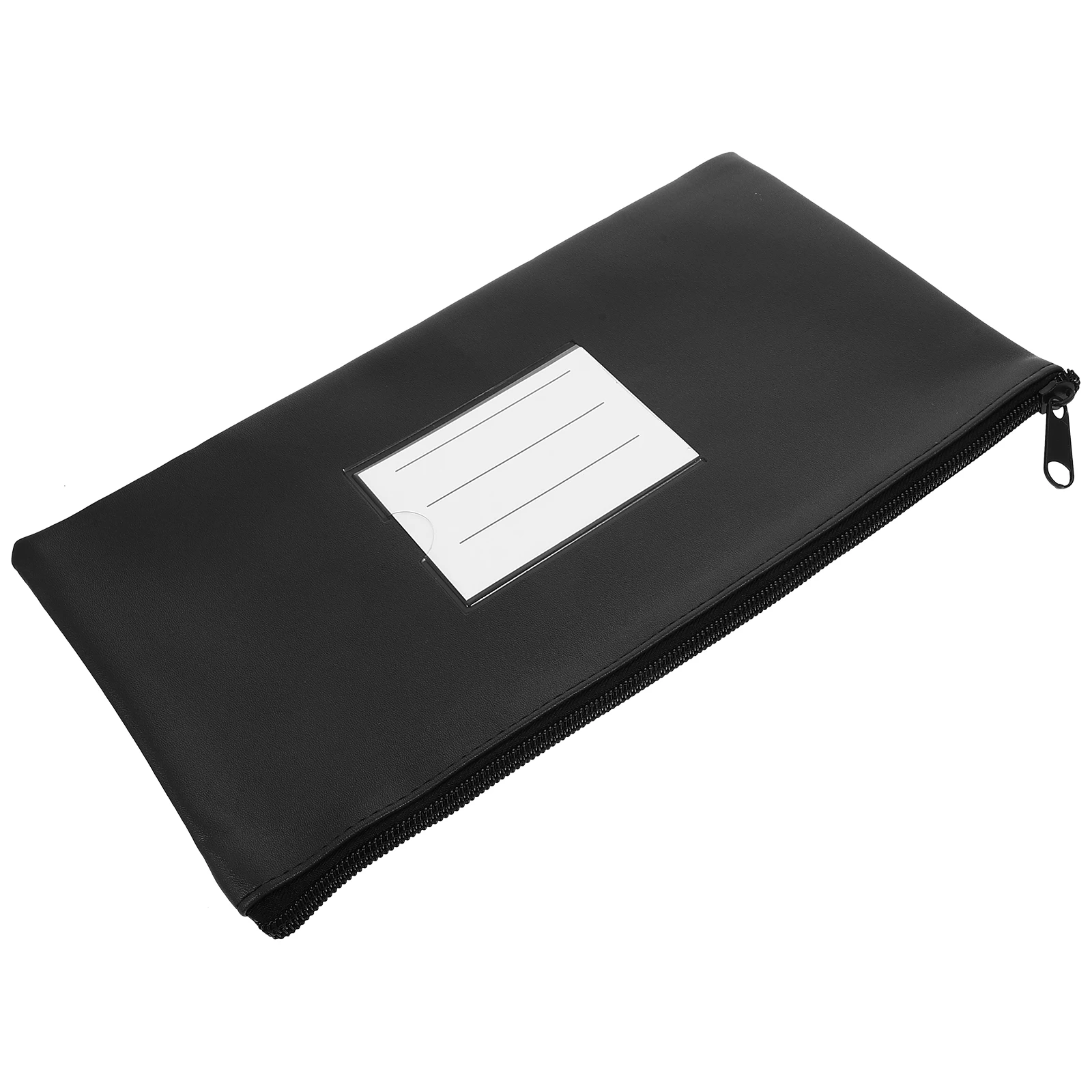 

PU Cash Storage Bag with Card Slot Black Zipper Pouch for Money Organizer Bills Envelopes Budgeting Wallet Scalable