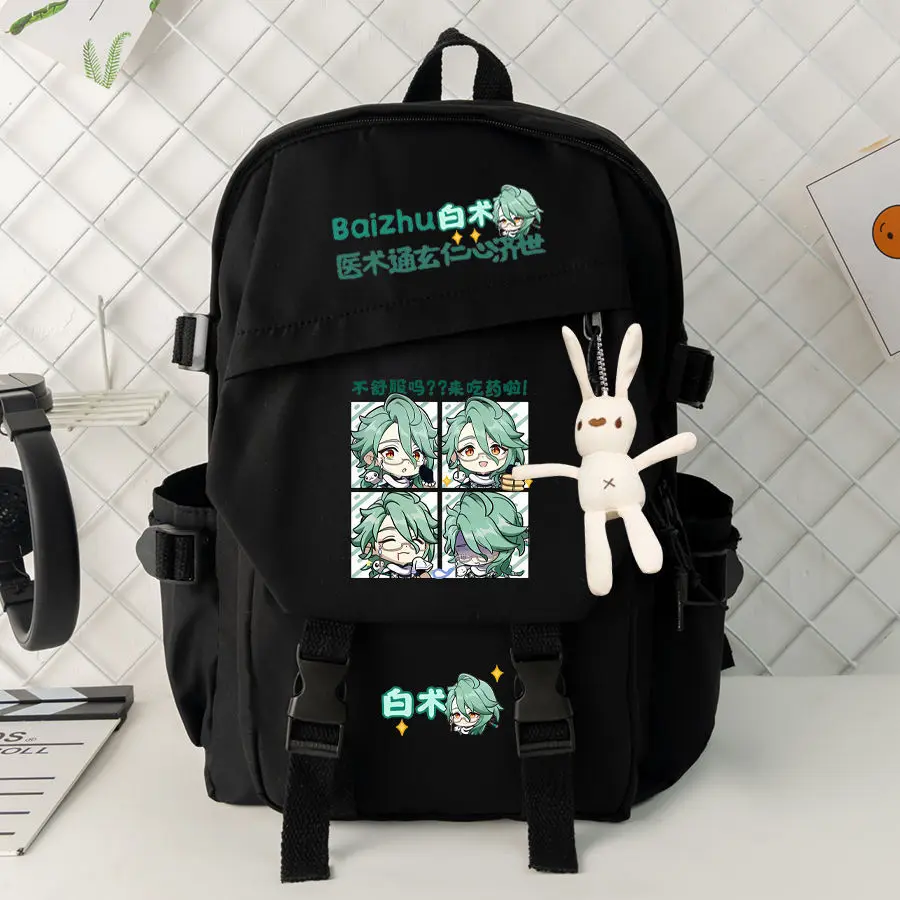 Anime Genshin Impact Baizhu Kavi Falushan  Two-Dimensional Student Backpack Double Shoulder Bag For Girls In Middle And