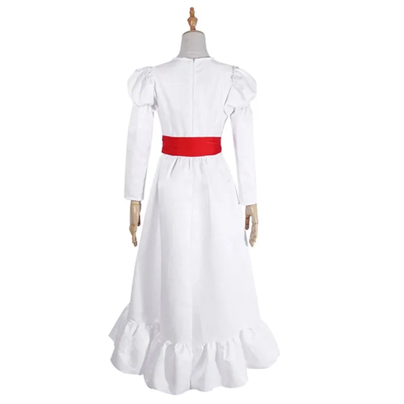Movie Annabel Cosplay Costume for Women Kids Adult Halloween Costumes and Wig Horror Scary Fancy White Dress Outfits