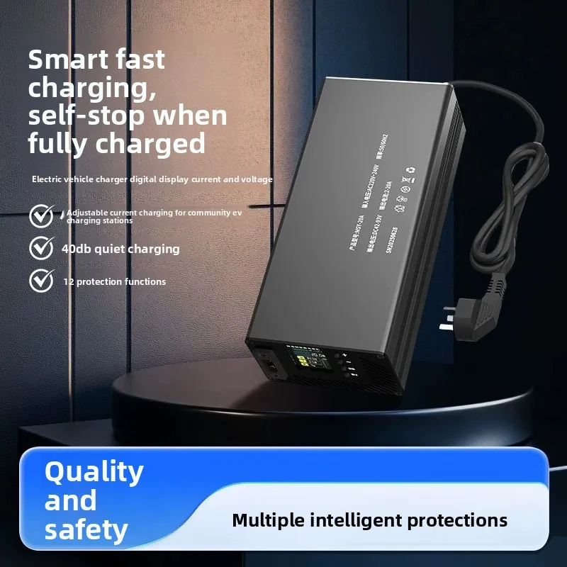 Intelligent dual adjustable 20A lithium battery electric vehicle charger 48V60V72V color screen lithium battery charger