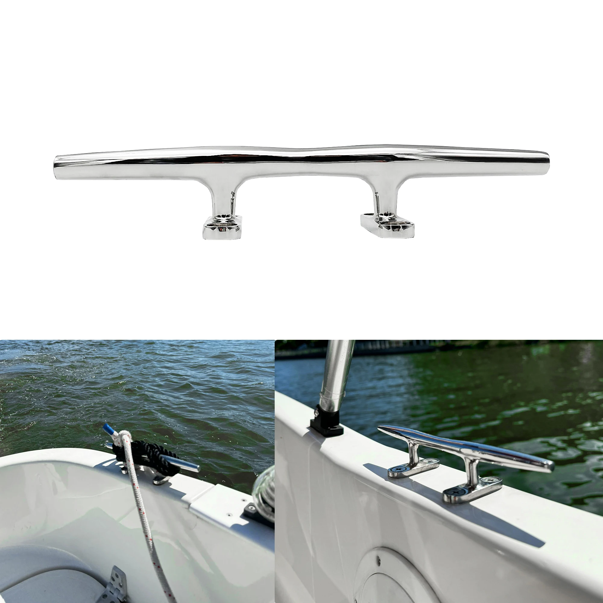 Open Base Cleat 12 inch Marine Grade Stainless Steel 316 for Yacht Boat Marine Accessories