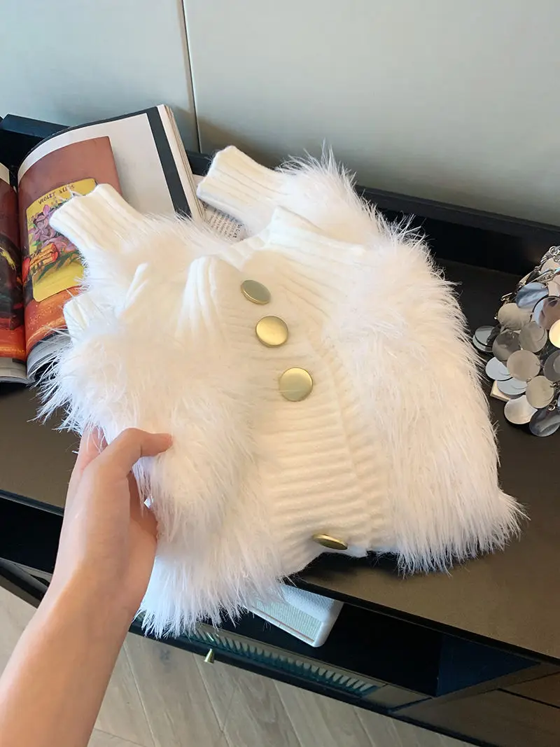 White Turtleneck Temperament Sweater Cardigan Female Autumn Winter New Fashionable Soft Buttons Solid Color Coats Femme Top Tee