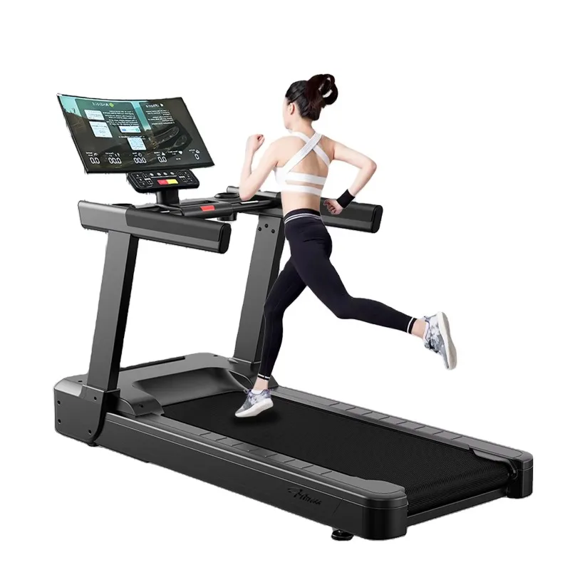 Commercial treadmill gym Smart fitness equipment 32-inch curved LCD screen Mobile projection screen Treadmill