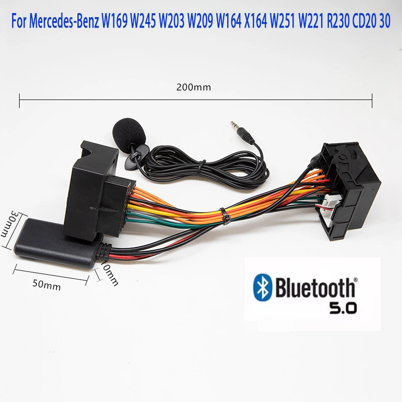Bluetooth 5.0 Music Audio Adapter Microphone Cable For Mercedes-Benz W169 W245 W203 W209 W164 X164 W251 W221 R230 CD20 30
