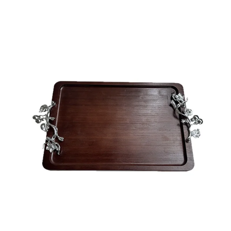 

Modern light luxury rectangular wooden tray, model room hotel living room entrance storage home gifts