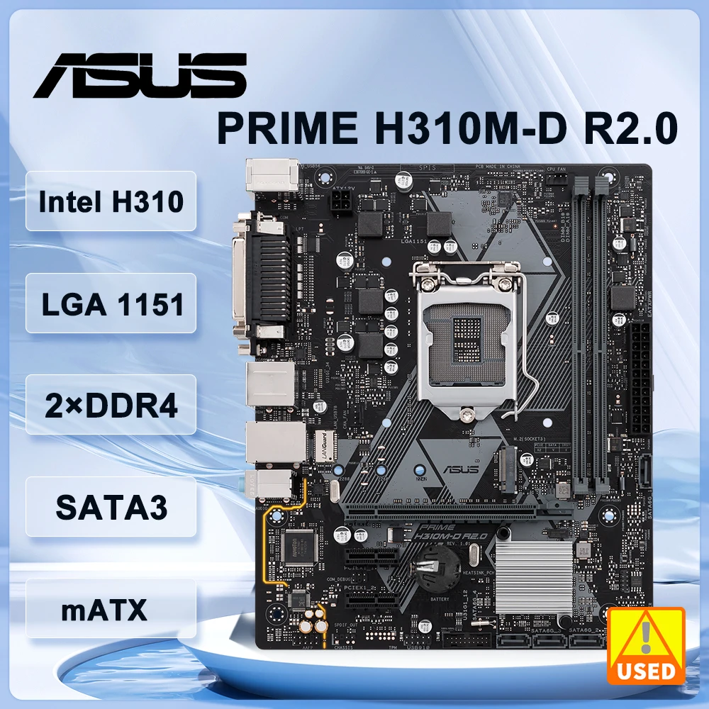 LGA 1151 Motherboar ASUS PRIME H310M-D R2.0 DDR4 32GB PCI-E 3.0 M.2 SATA III USB3.1 Micro ATX support Core i3-8100  i5-9400F cpu