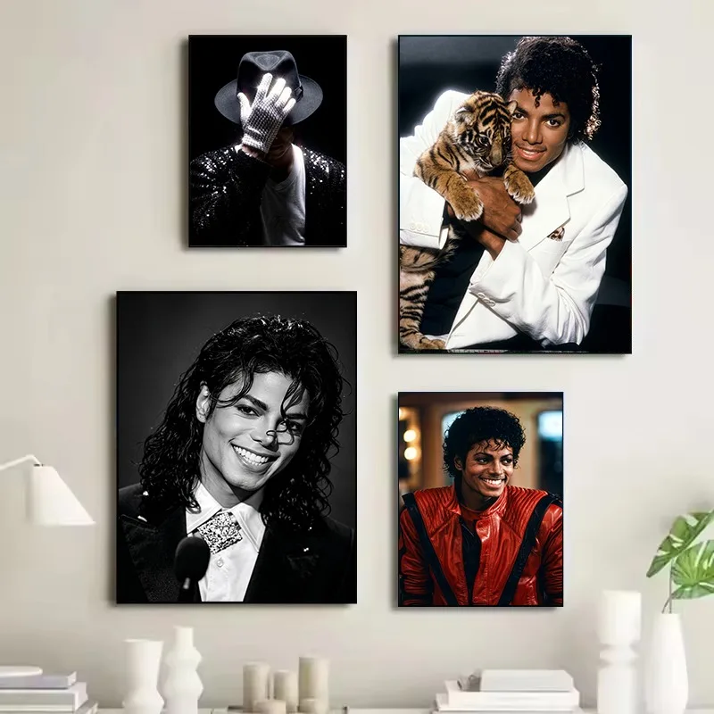 Vintage Michael J-Jackson Classic Photography King of Pop 80s Pop Music Poster Canvas Painting Wall Art Pictures Home Decor