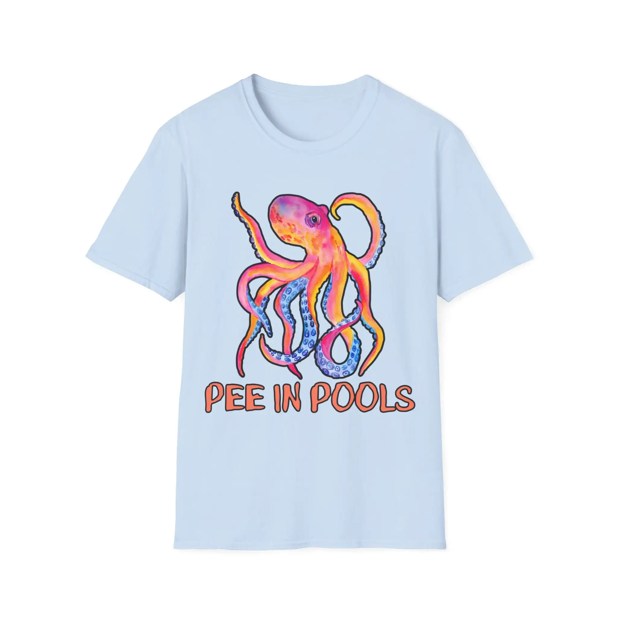 Pee In Pools Octopus Watercolor Funny Meme T Shirt Ironic Slogan