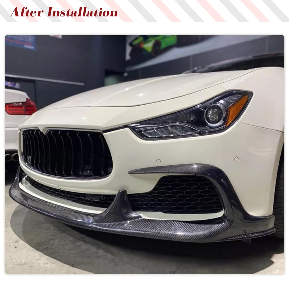 Real Carbon Fiber Car Front Bumper Lip Splitter Canards Front Chin Body Kits Protection Fit For Maserati Ghibli S Q4 2014-2016