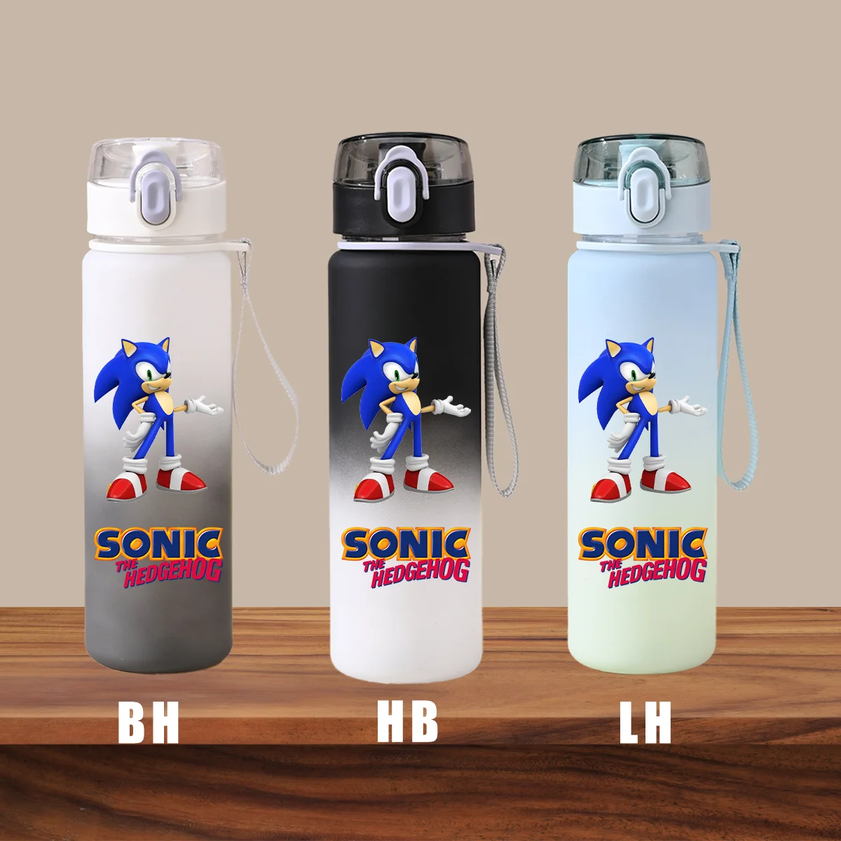 Sonic The Hedgehog Portable Leakproof Water Cup Gradient Large Capacity Outdoor Sports Cartoon Animation Fitness Water Bottle