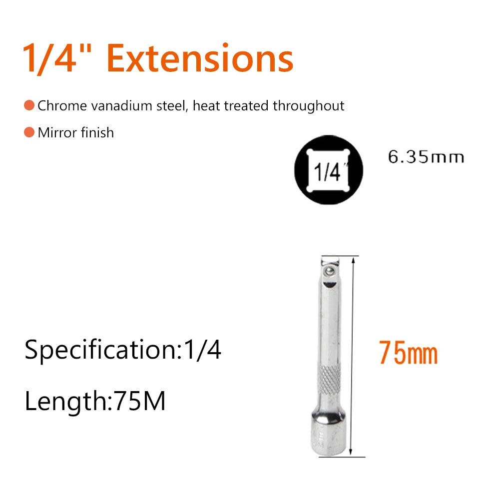 La biella della chiave include un set di accessori per aste di prolunga per estensioni da 2 pollici, 3 pollici, 4 pollici e 6 pollici in acciaio al cromo vanadio