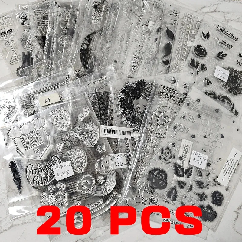 Random Mixed 15x20cm 10/20/30pcs Clear Stamp DIY Scrapbooking Supplies Silicone Stamp For Card Making Albums Crafts