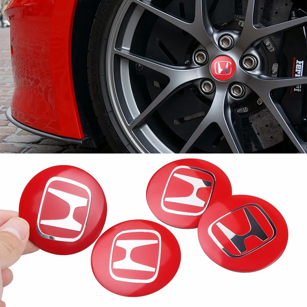 4pcs 56/60mm Car Wheel Center Cover Hub Cap Stickers Accessories For Honda INSPIRE VTEC DOHC Modulo Vezel CITY CIVIC Mugen RR Si