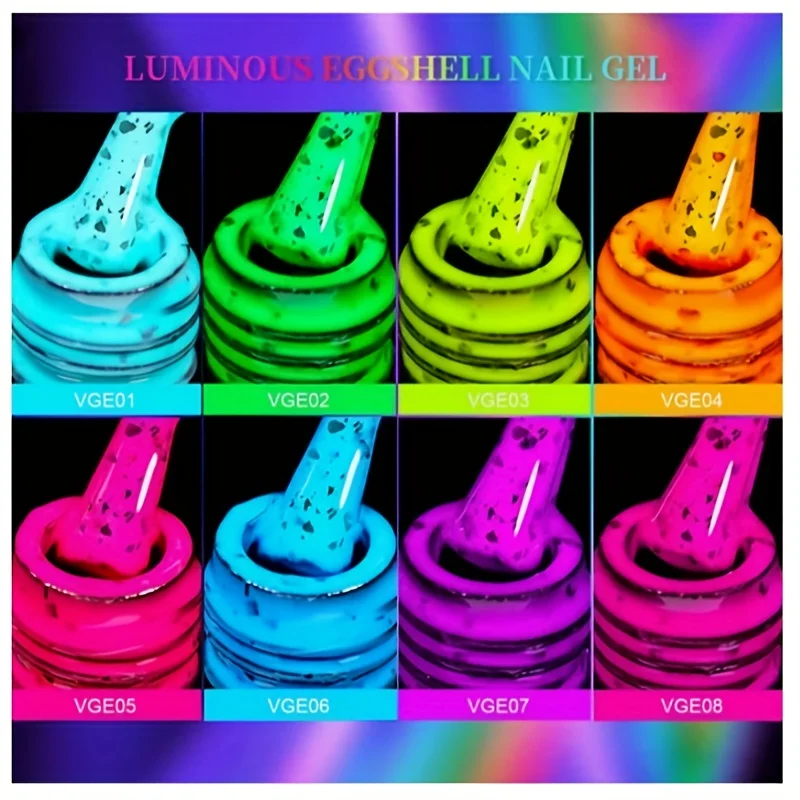 Voky ชุดเจลแต่งเล็บศิลปะทาเล็บเจลยูวีกึ่งถาวรสำหรับฤดูร้อนยาทาเล็บเจลเรืองแสงเรืองแสงในที่มืด6ชิ้น/เซ็ต