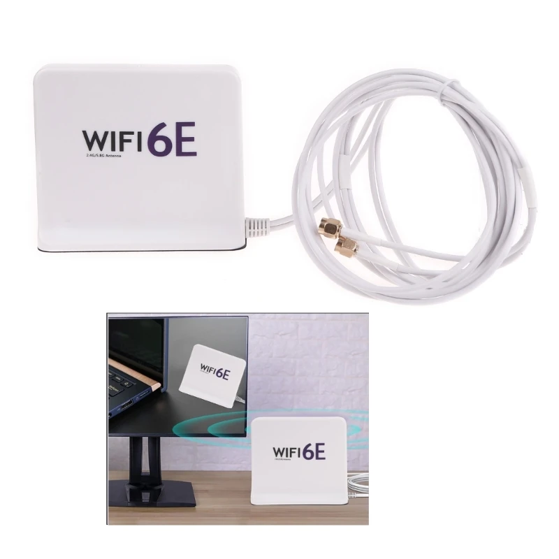 E56B WiFi 6E Tri-Band 2.4GHz + 5 GHz + 6GHz Base Omnidirectional WiFi Antenna with 1.5M Extension Cable for WiFi Router