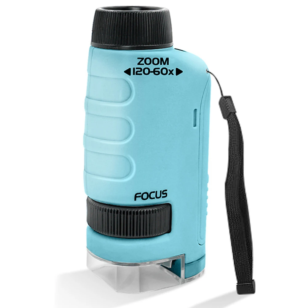 Educational Mini Handheld Microscope with LED Light 60-120x Pocket Microscope Battery Powered Home School Science Toys Gift