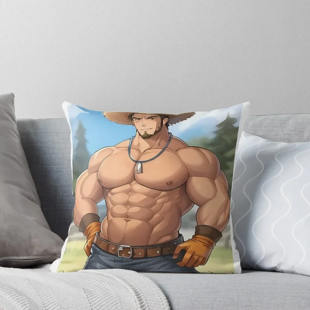 Shirtless Anime Dad (AI Generated) Throw Pillow Sofa Decorative Covers Sofa Cushions Decorative Cushions For Luxury Sofa pillow