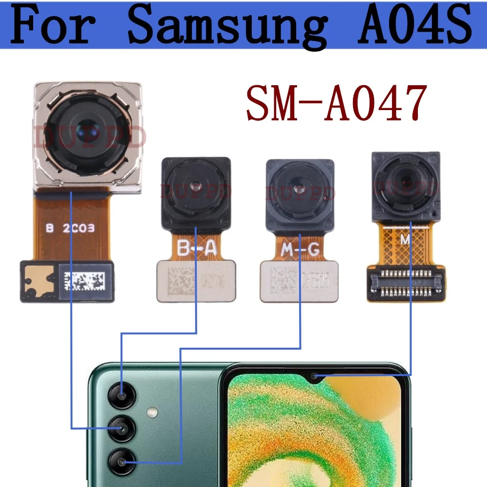 Front Rear Camera For Samsung Galaxy A04s SM-A047F A047M Back Wide Macro Depth Main Camera Module Flex Cable