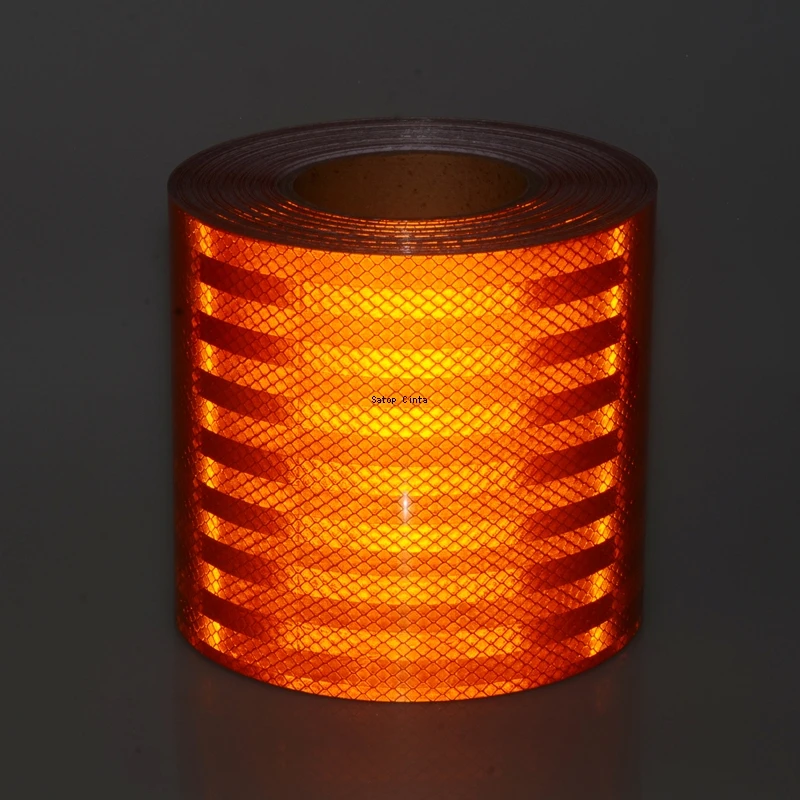 15CM*5M High Intensity Retro Reflective Tape Diamond Grade Orange Truck Waterproof Strip Reflector Adhesive Sticker For Vehicle