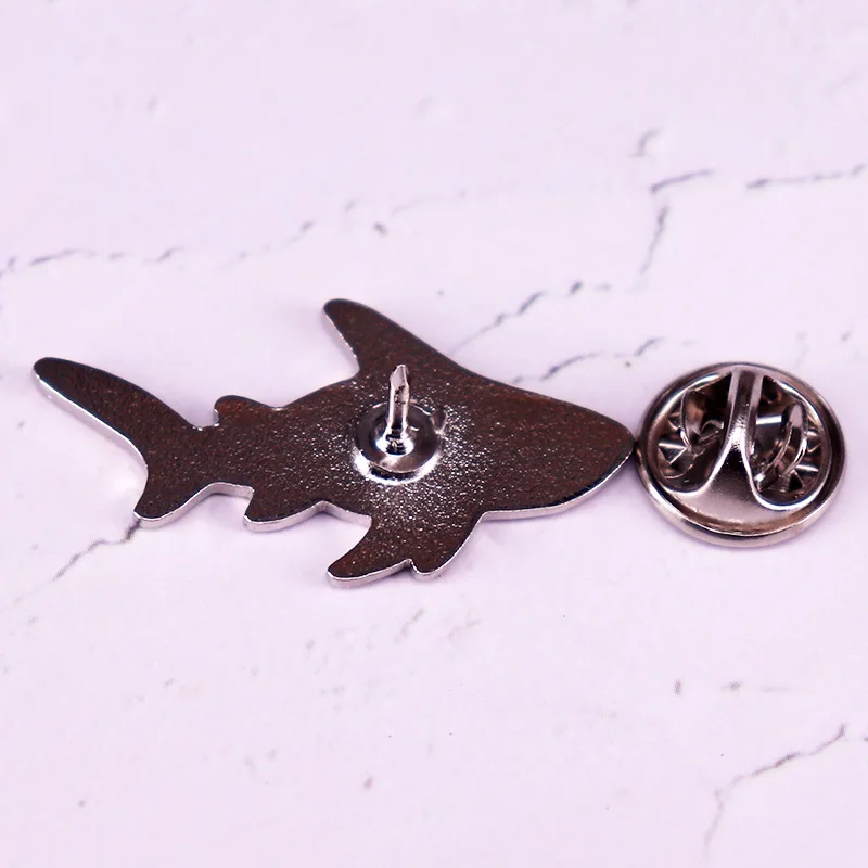 shark Skeleton brooch badge Sea life skull Enamel pin