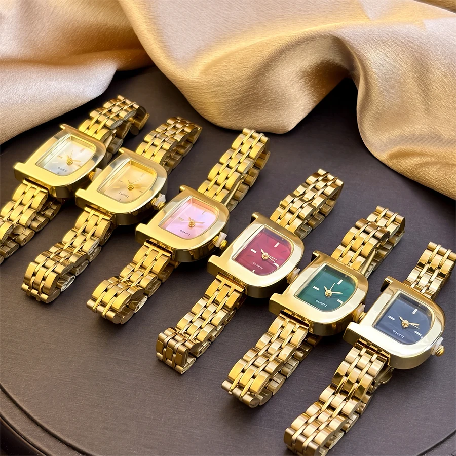 Luxury Watch Vintage - 女性用ヴィンテージ腕時計：D型文字盤ステンレススチールストラップクラシックレトロ腕時計