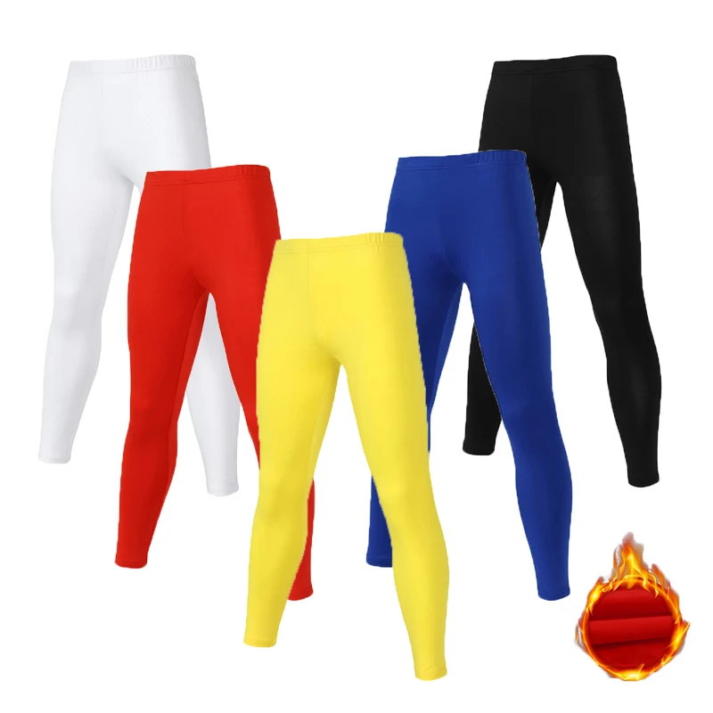 Kids Fleece Running Tights Hiking Pants Children Boy Girl Basketball Football Soccer Fitness Exercise Sport Velvet Legging A726