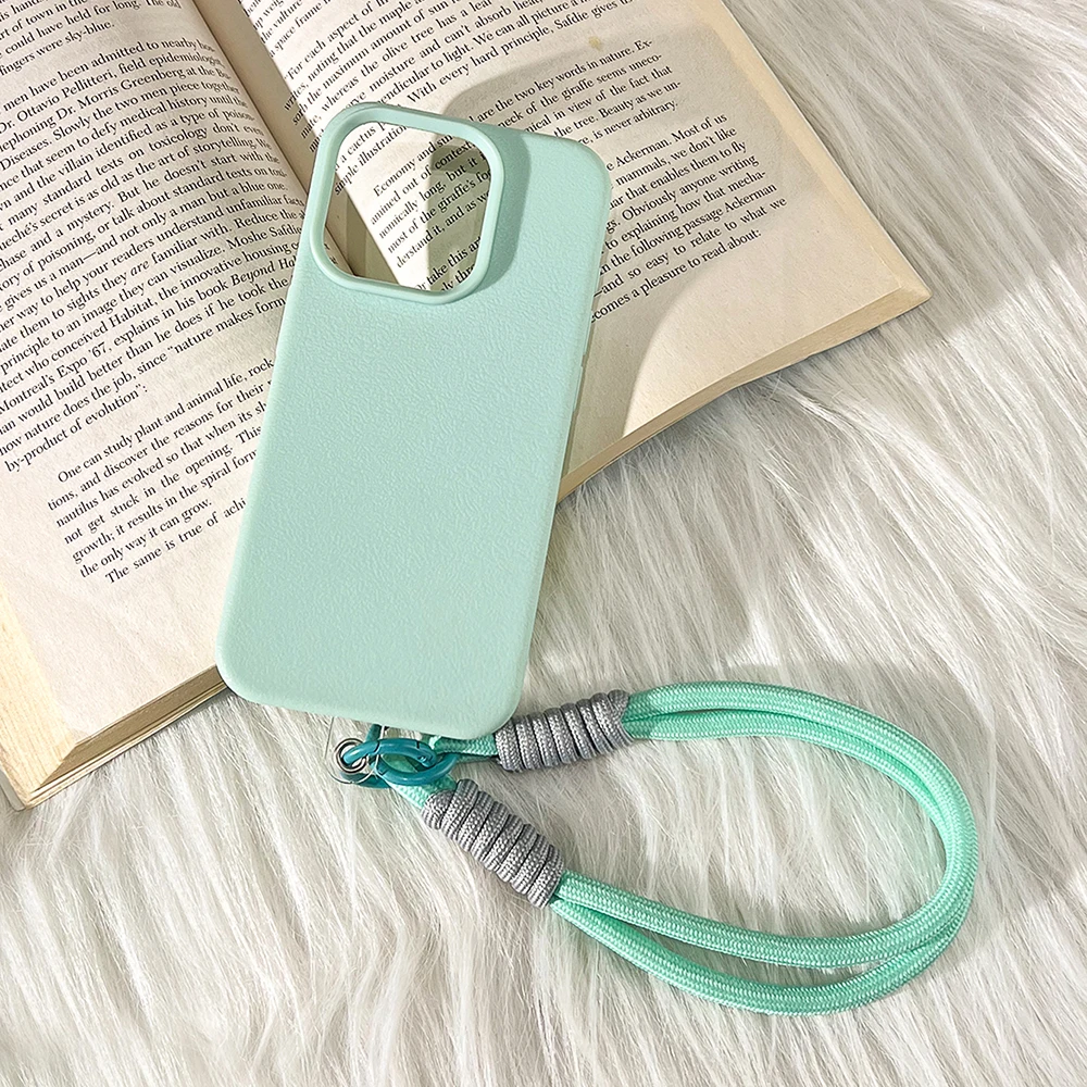 كاندي اللون الحبل الجلود قضية الهاتف آيفون 16 برو ماكس غطاء 15 13 12 برو 16 15 14 زائد للصدمات المضادة للانزلاق واقية